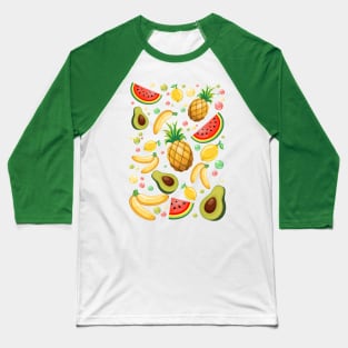 Fresh Summer Fruits Pattern Baseball T-Shirt